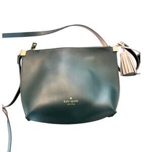 Kate Spade New York Green Pebbled Leather Crossbody Bag Tassel RN 0102760